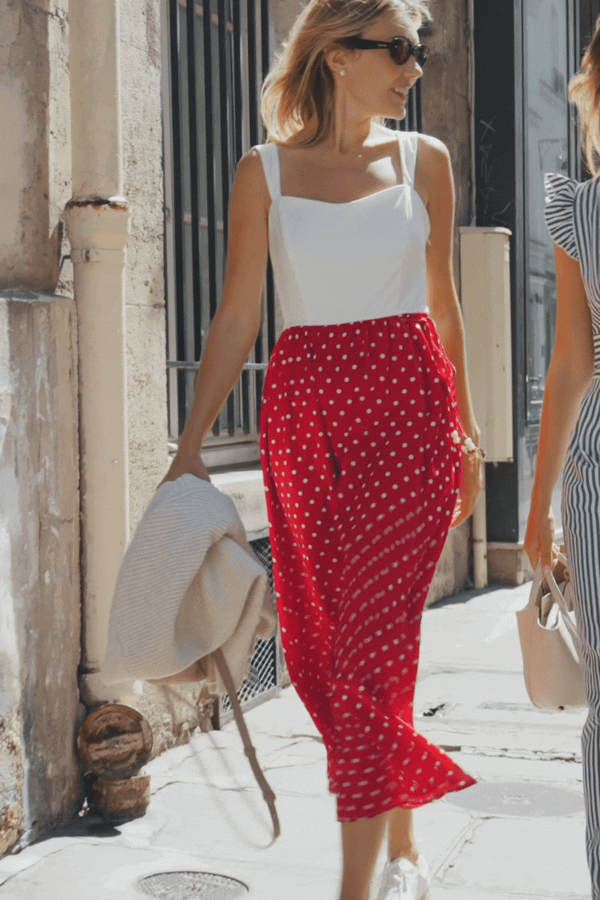 Polka Dot Herzausschnitt Ärmelloses Maxikleid