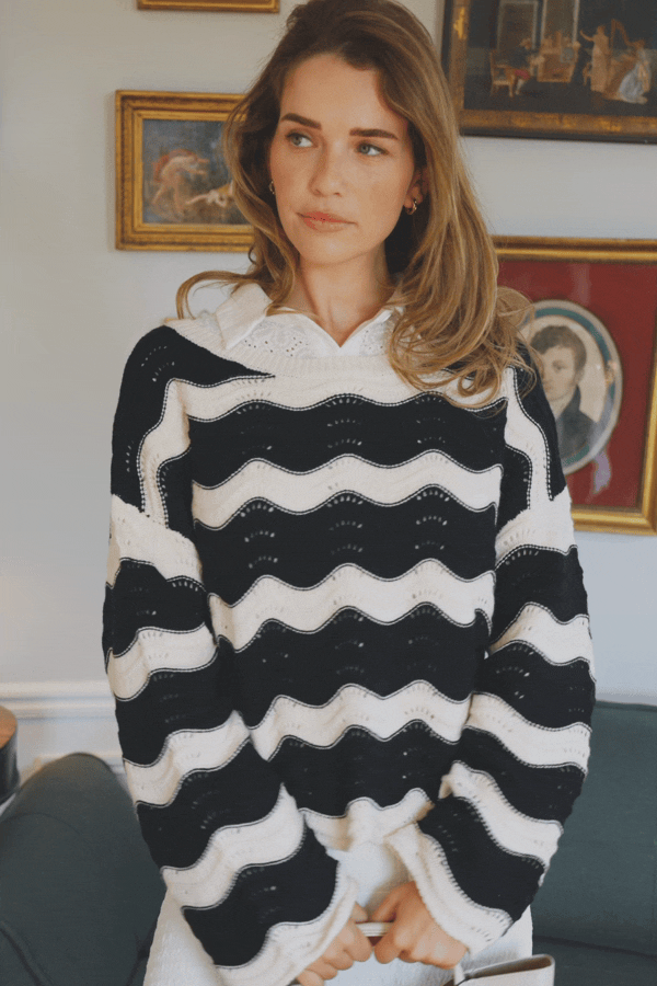 Gestreifter Lange Ärmel Pullover