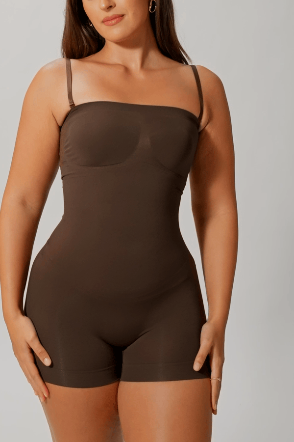 Brauner Mittlere Oberschenkellänge Shapewear-Body