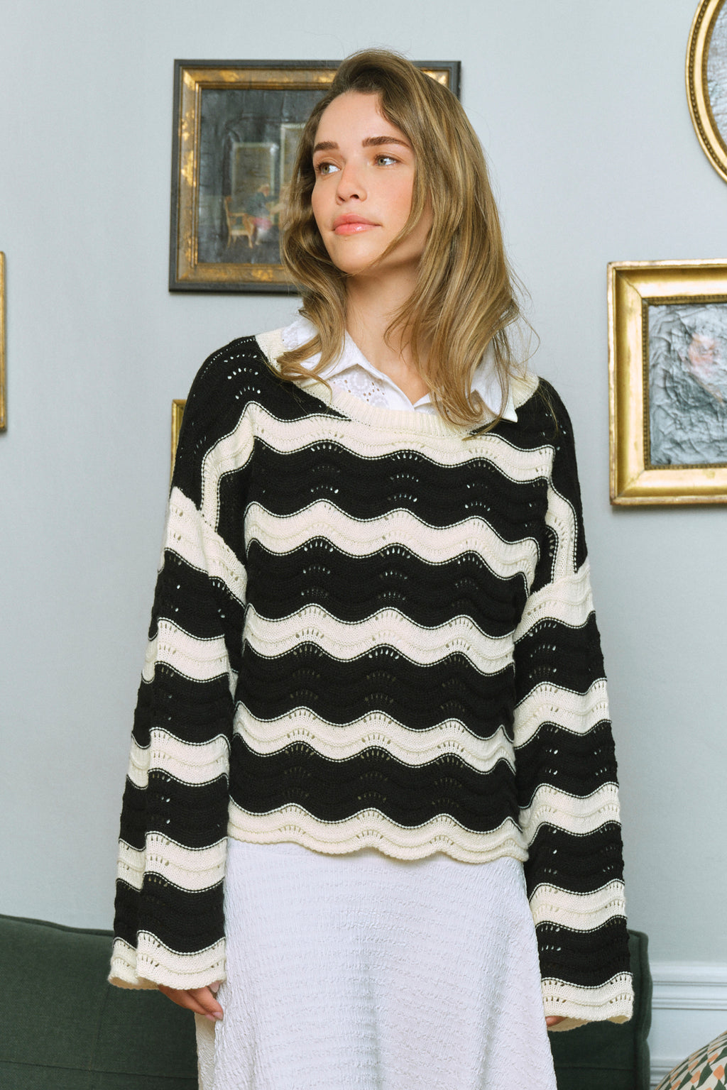 Gestreifter Lange Ärmel Pullover