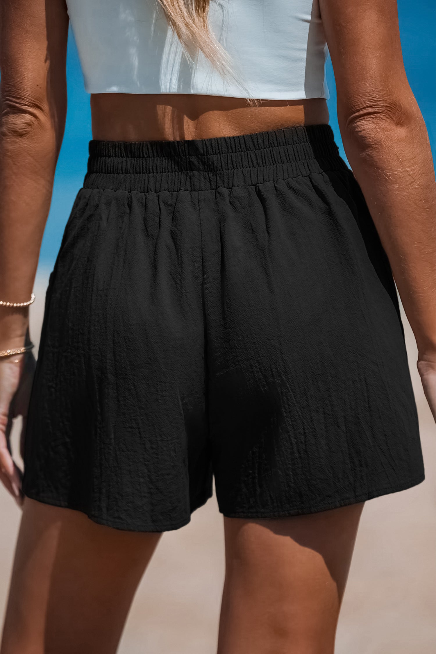 Schwarz Baumwollshorts