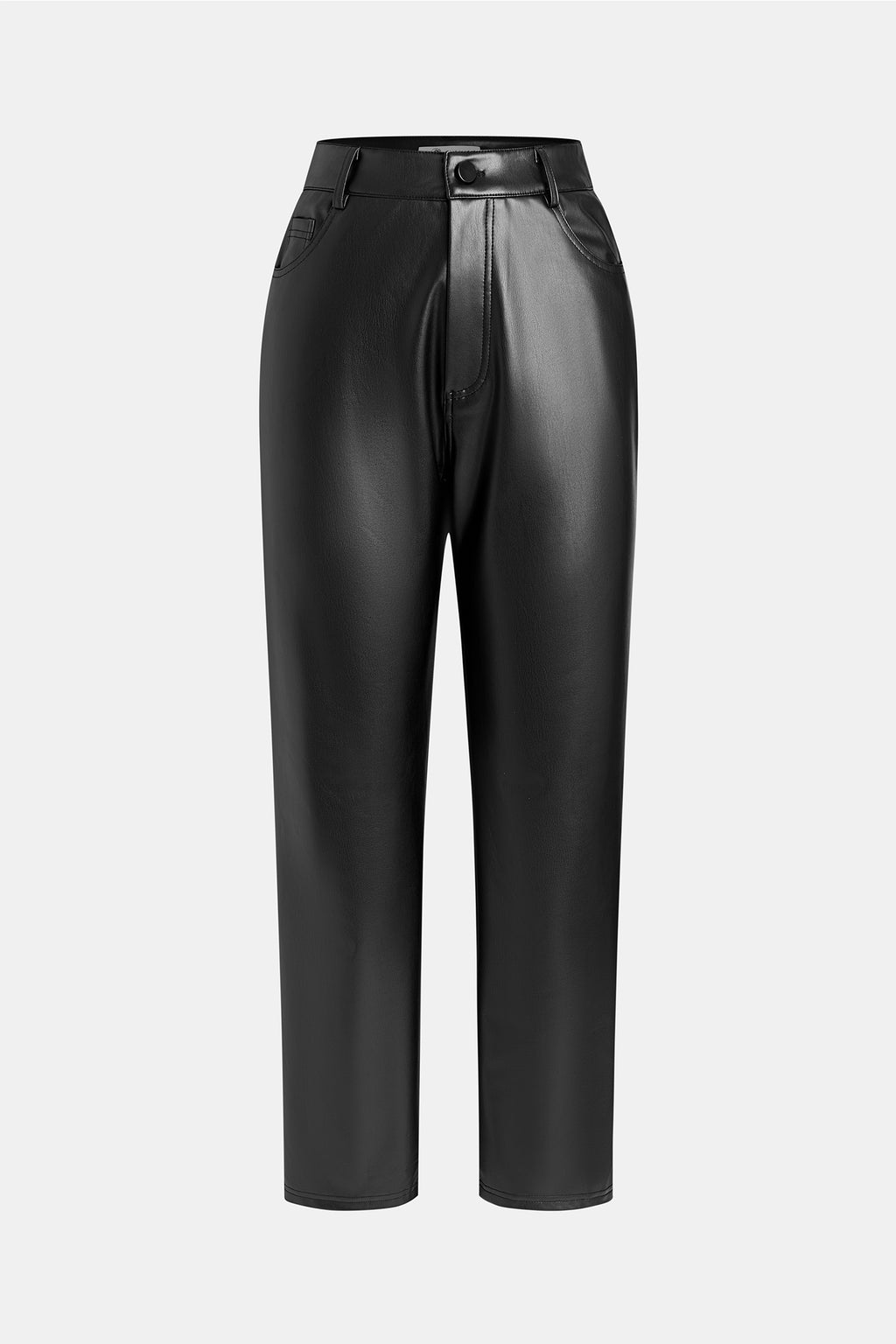 Schwarze Gerade Kunstleder-Hose