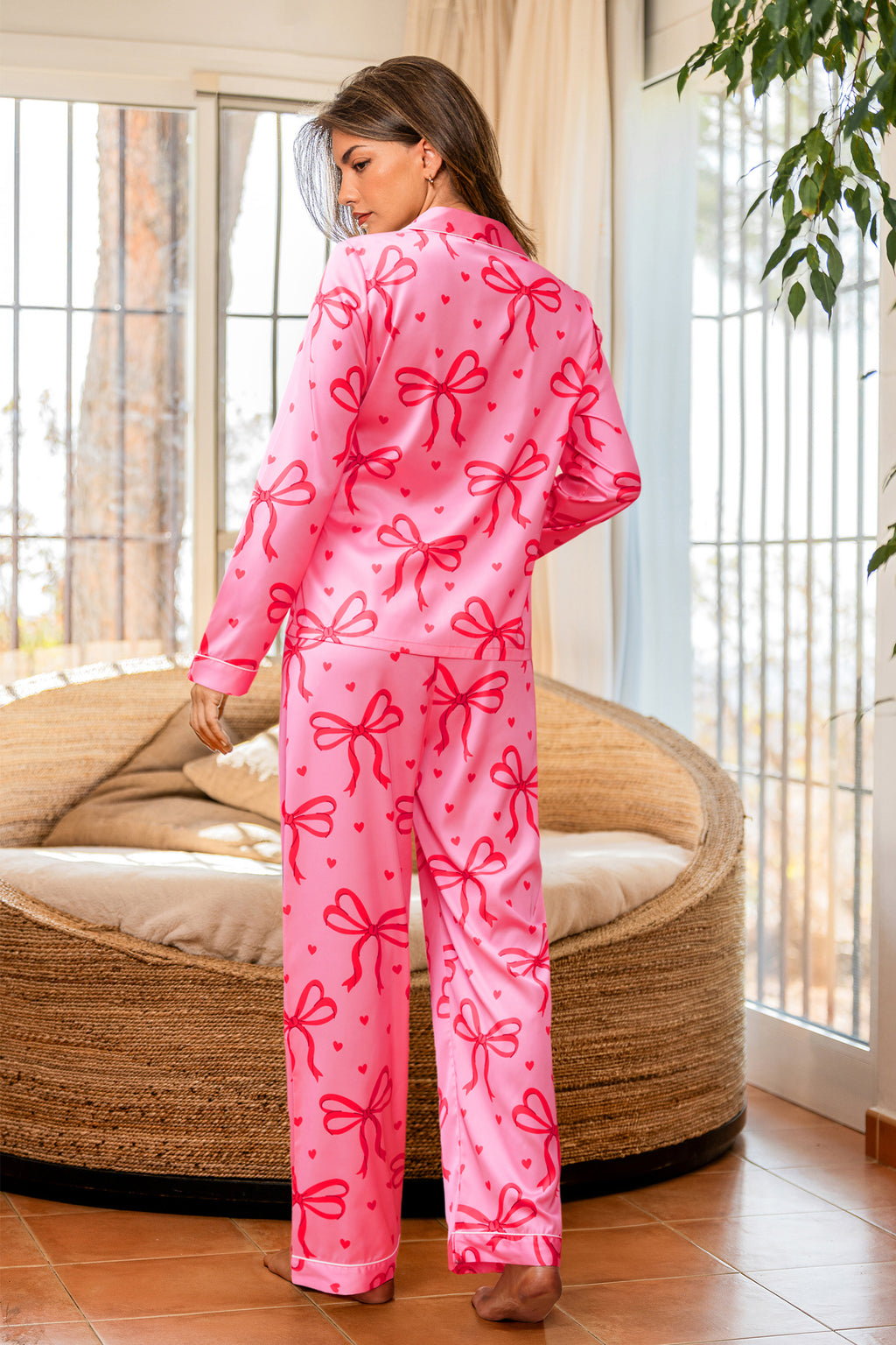 Rosa Langarm Pyjama-Set