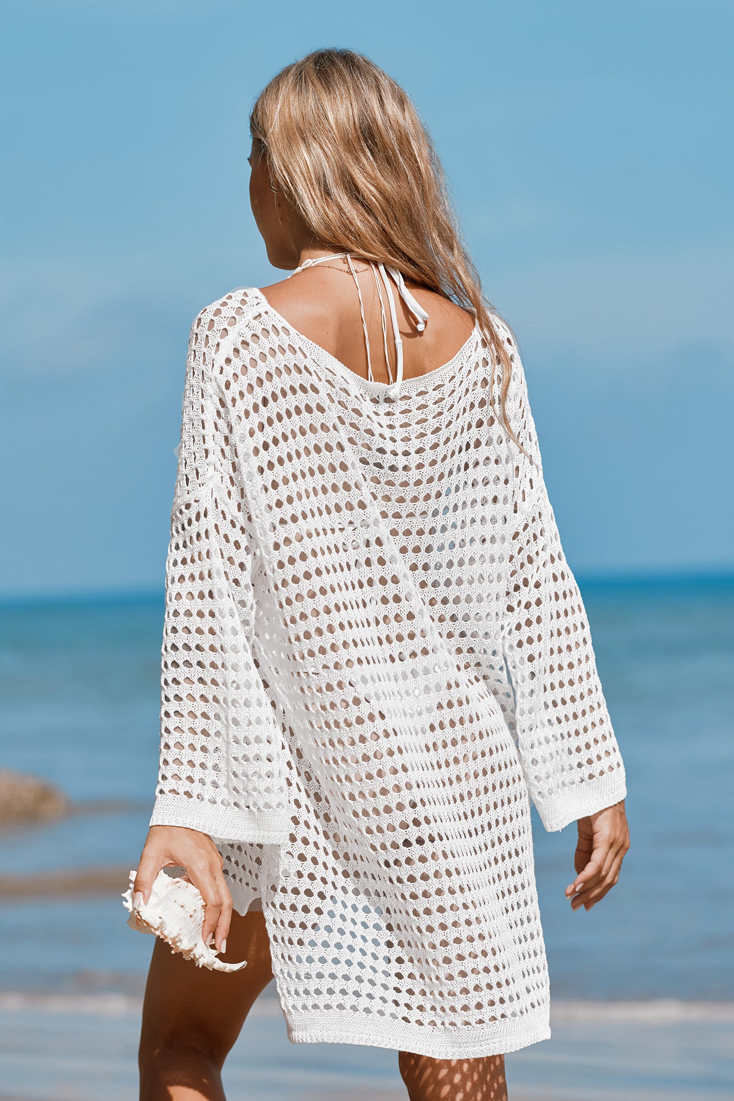 Oversized Cut out Cover-Up-Top mit Rundhalsausschnitt