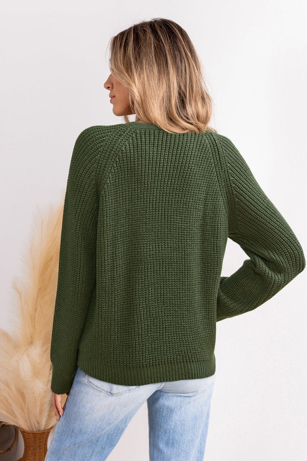 Grüner Rundhals Pullover