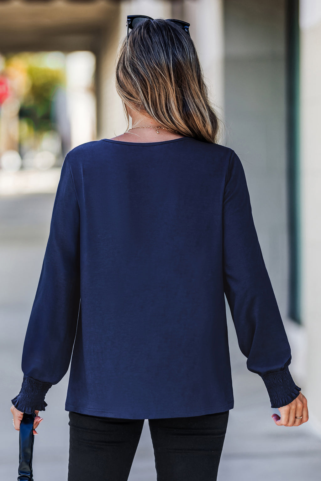 Blaues Rundhals Top