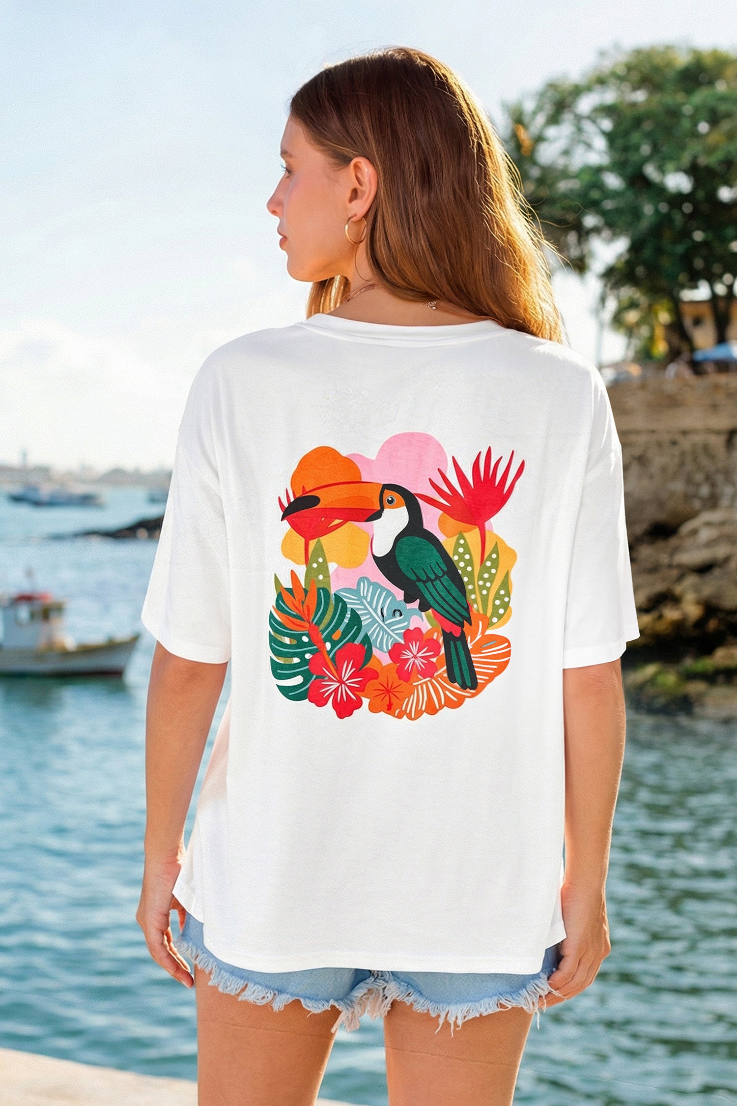 Kurzarm Rundhals T-Shirt mit Grafikprint