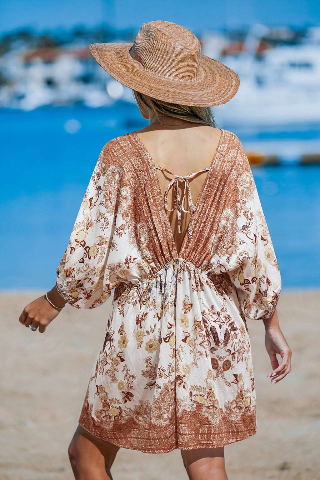 Paisley Mini-Wickel-Strandkleid mit Taillengürtel