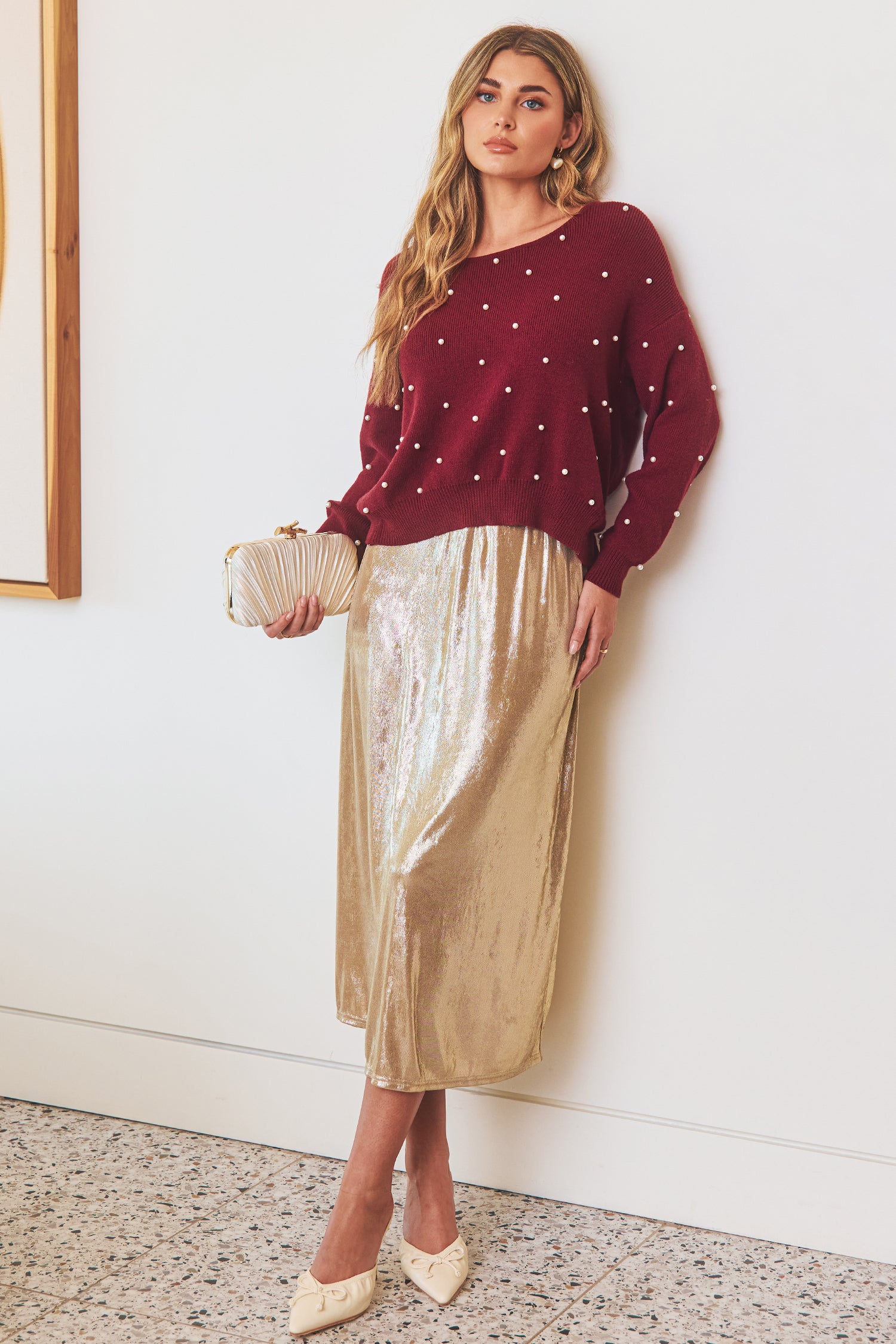 Goldener Metallic-Midirock