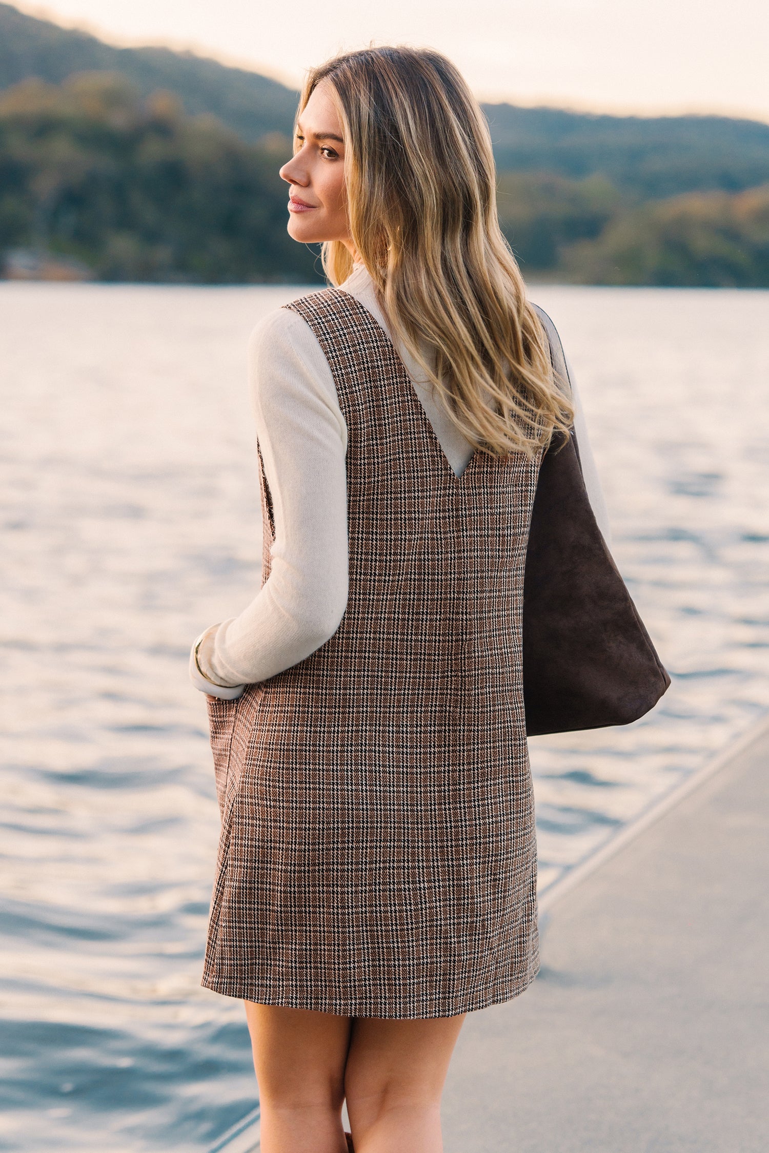 Ärmelloses Kariertes Minikleid