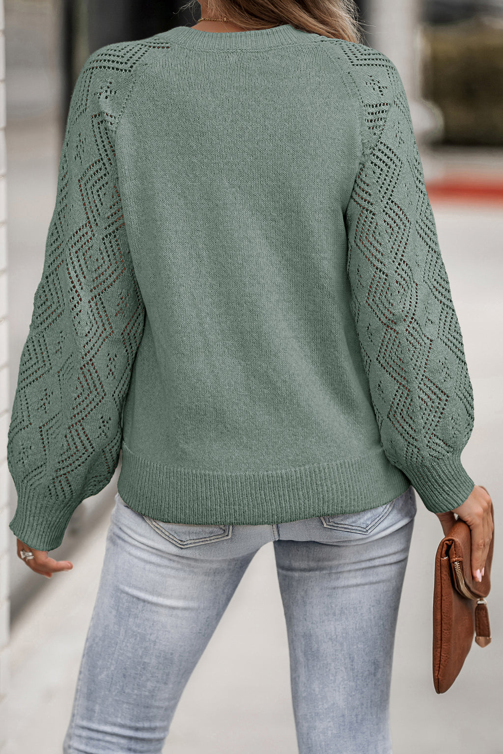 Grüner Lange Ärmel Pullover