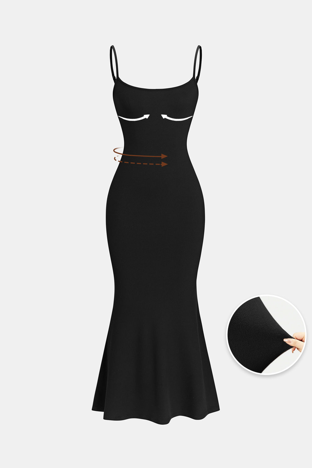 Schwarzes Figurbetontes Ärmelloses Maxikleid