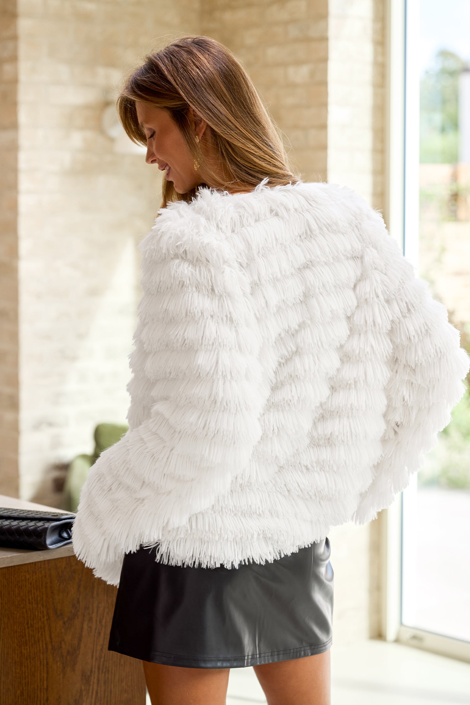 Weiße Offene Front Jacke