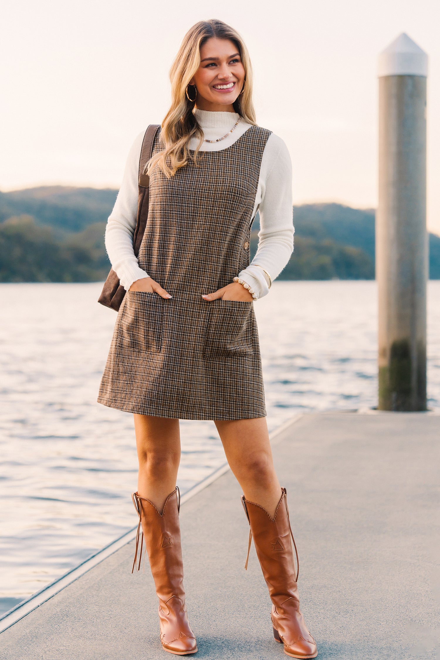 Ärmelloses Kariertes Minikleid