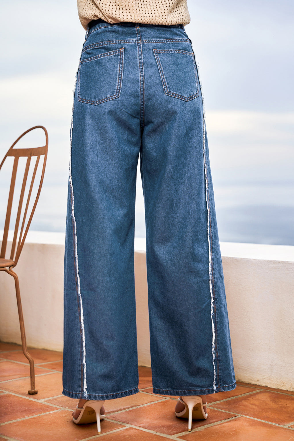Blaue Basic Gerade Jeans mit Taschen