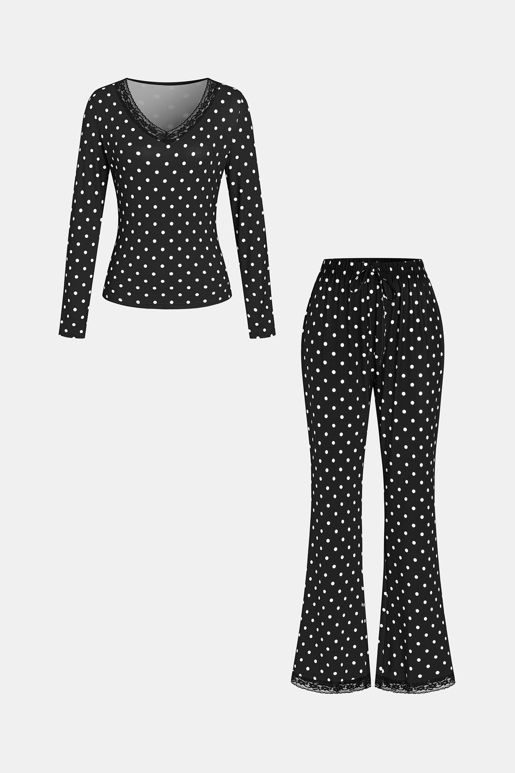 Polka Dot Pyjama-Set mit Spitze