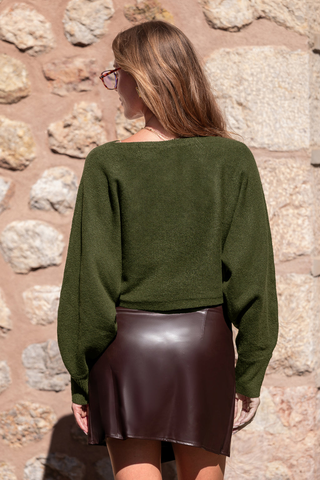 Grüner Kurzer Pullover