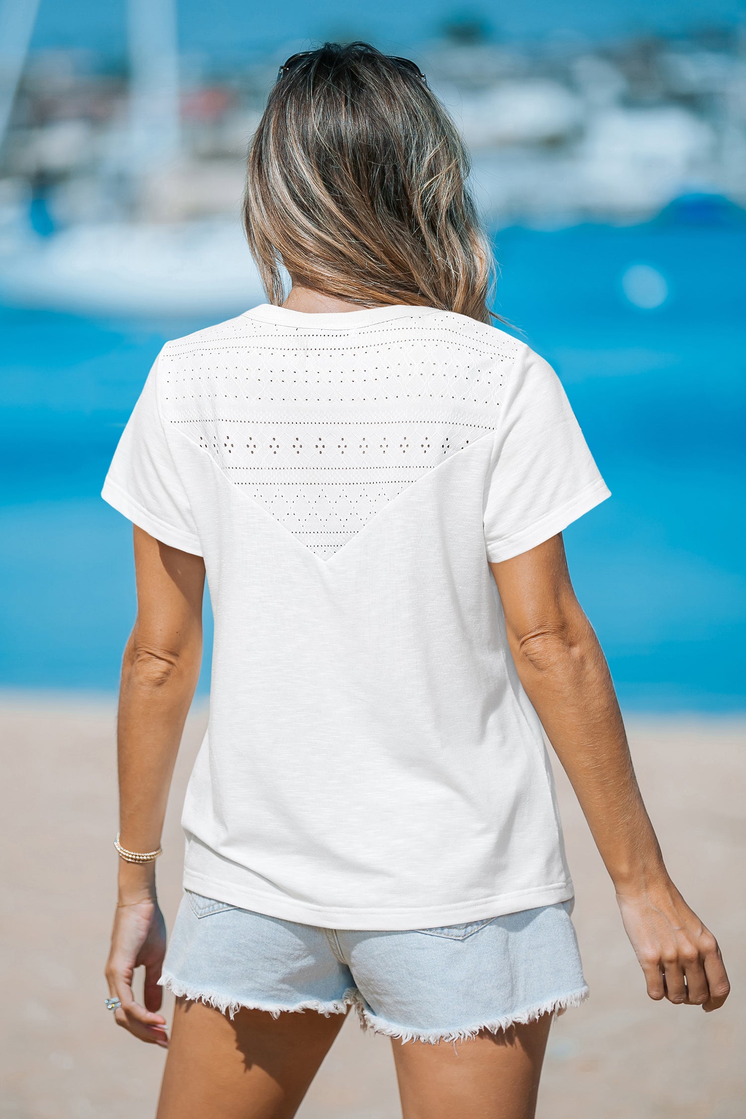 Weißes Kurzarm Lockeres T-Shirt