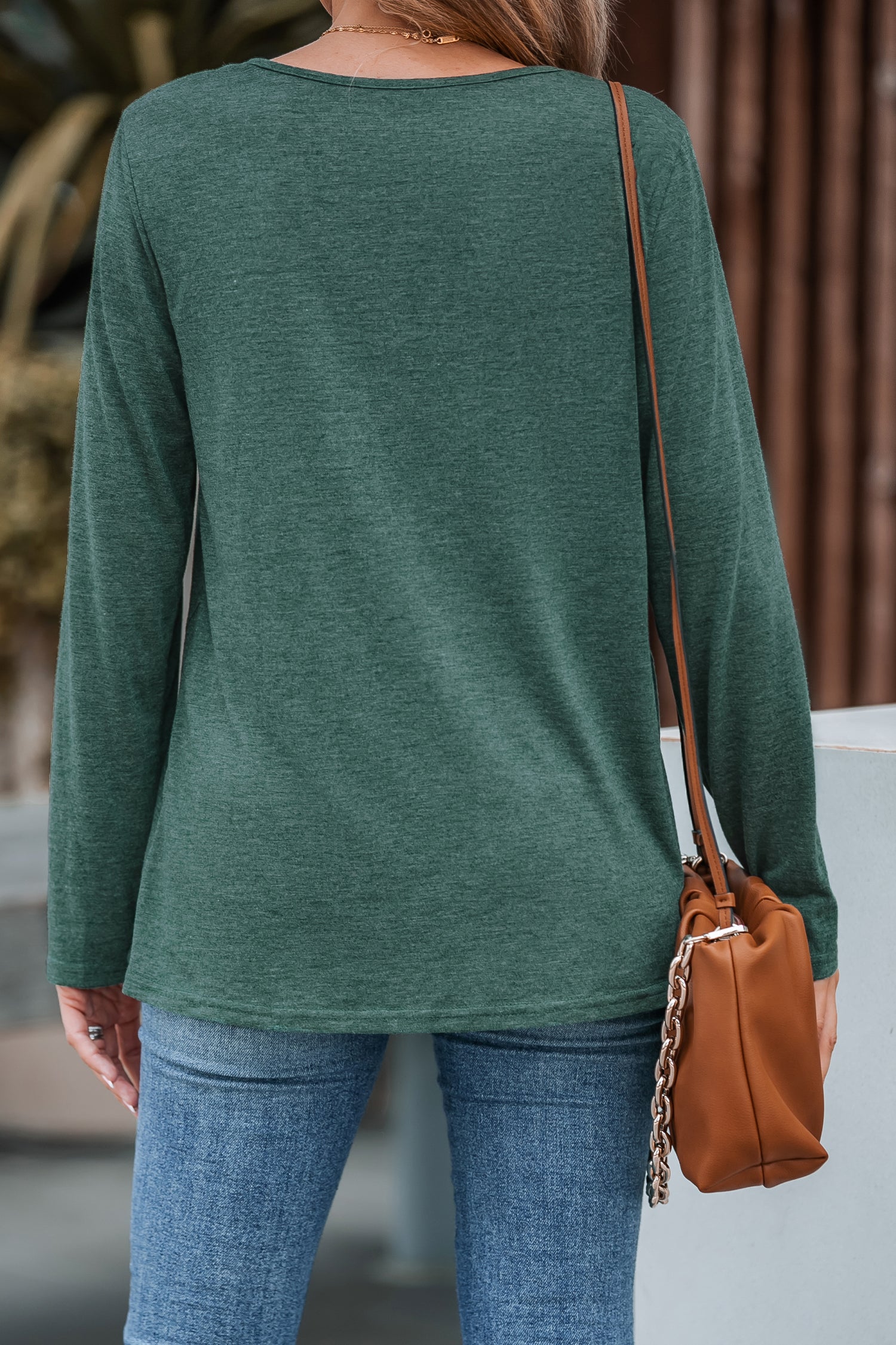 Langärmeliges Henley-T-Shirt aus Slubstrick