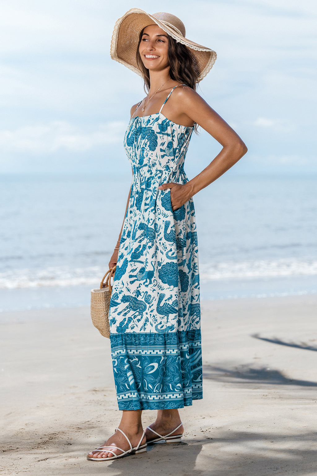 Verziertes Ärmelloses Maxikleid