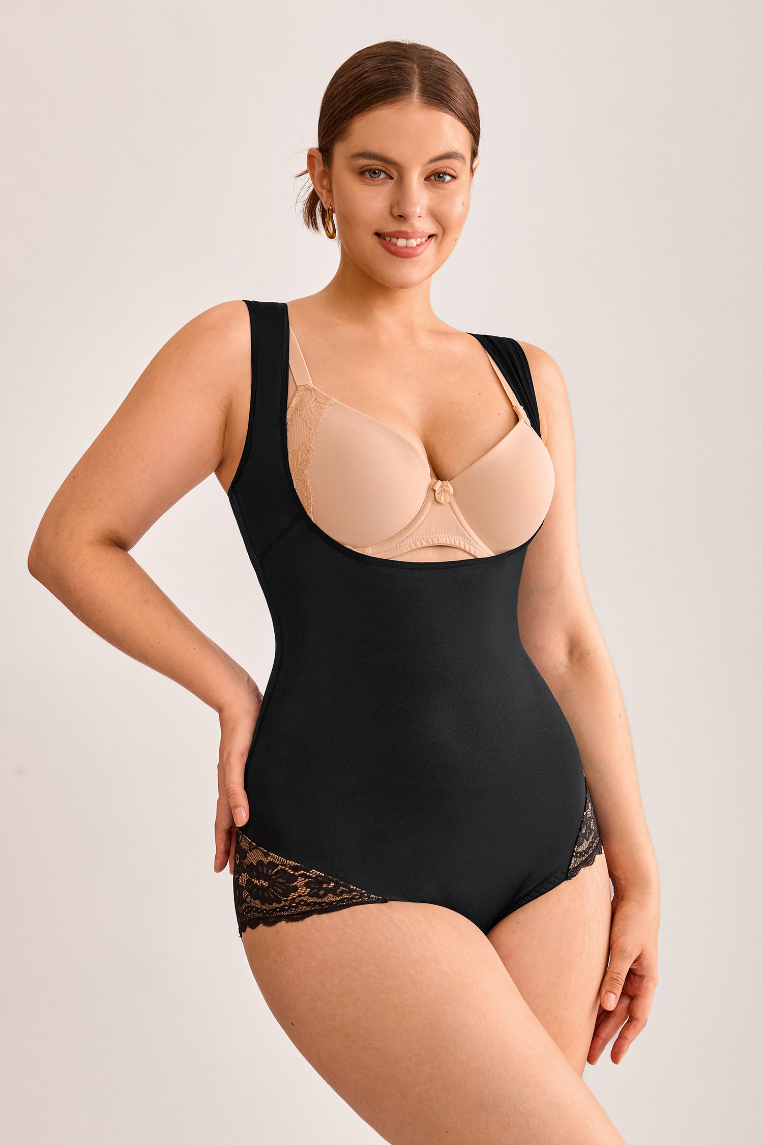 Schwarzer Mittlere Kompression Shapewear-Body