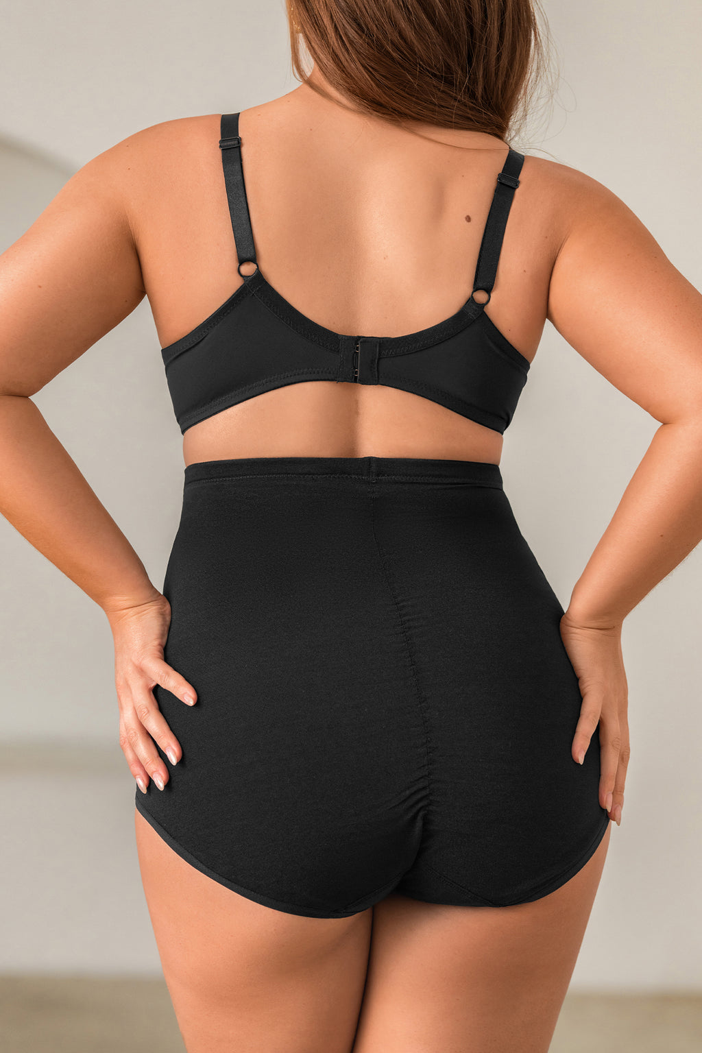 Schwarzer High-Waist Mittlere Kompression Shapewear-Slip