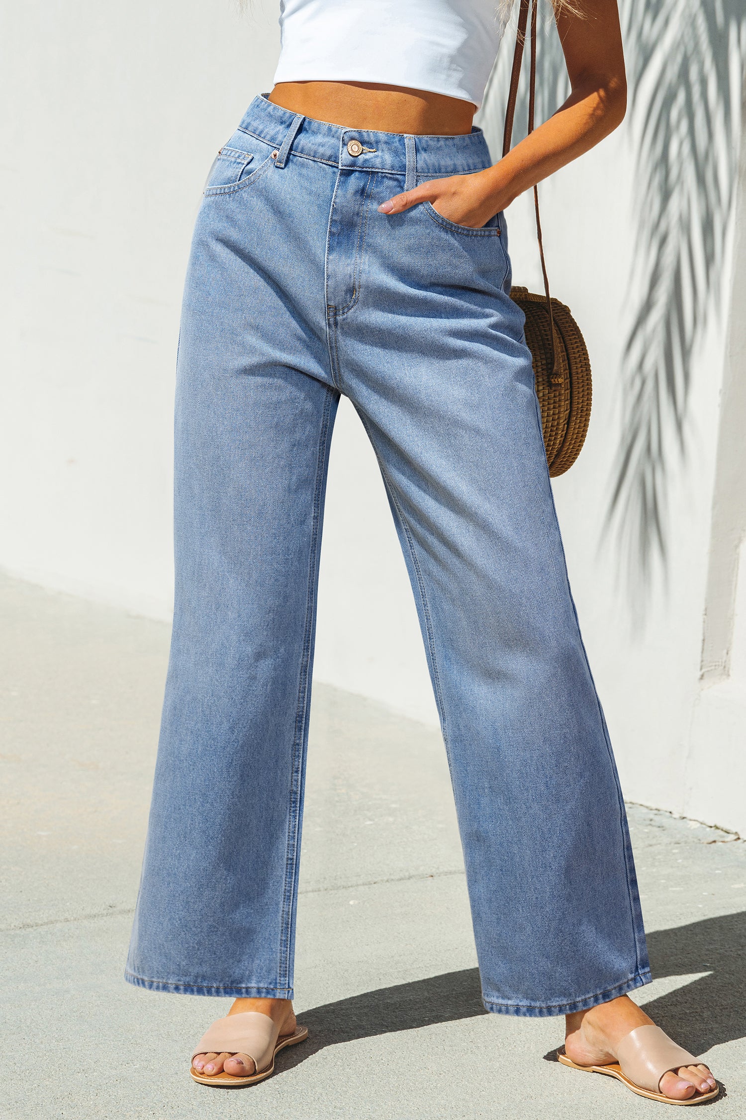 Blaue Basic Gerade Jeans