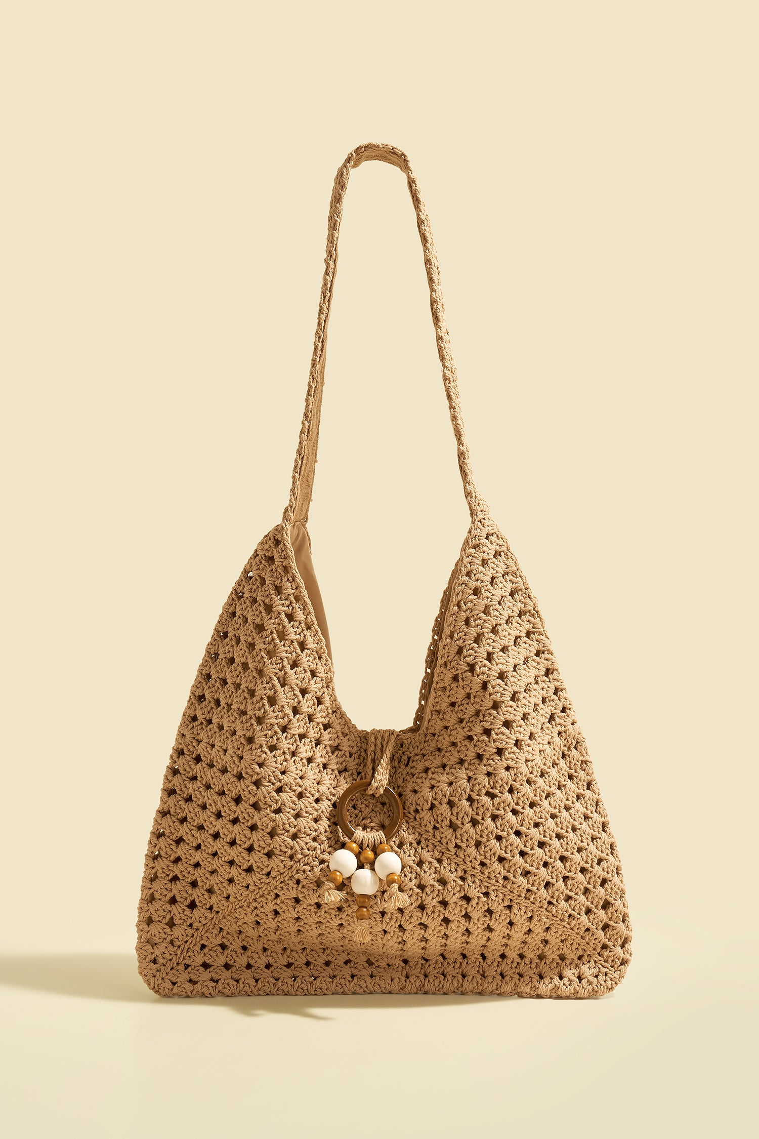 Khaki Umhängetasche mit Perlendetail
