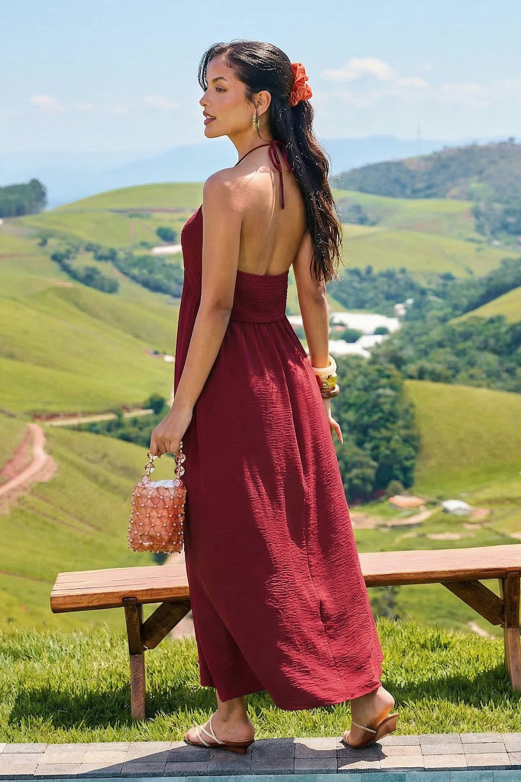 Bordeauxrotes Festliches Maxikleid