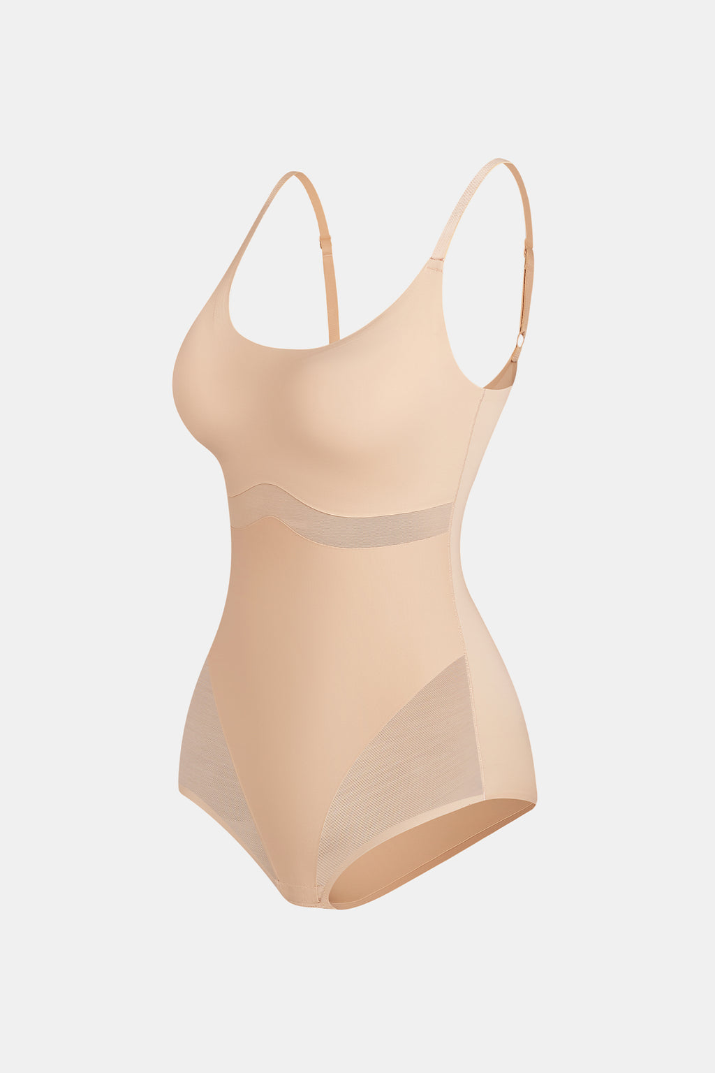 Leichte Kompression Verstellbare Träger Shapewear-Body in Beige