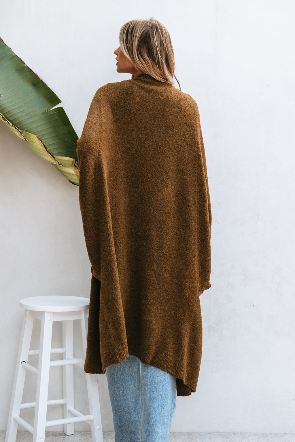 Brauner Cardigan mit Dolman-Ärmeln